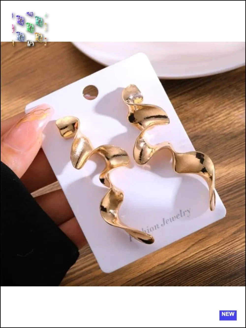 14K Gold Irregular Geometric Drop Dangle Statement Earrings